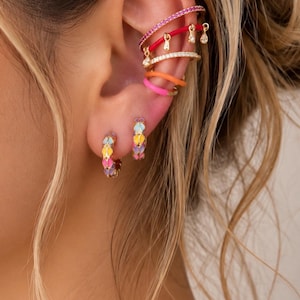Multi-Layer Colorful Enamel Ear Cuff - No Piercing Cuff - Gift For Her