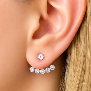 Boucles d'oreilles en cristal doré - Puces d'oreilles en zircon cubique (avant et arrière) - Cadeau d'anniversaire