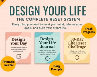 Design Your Life Bundle | Guided Journal + Challenge Workbook + Daily Planner (3-in-1, 800+ Pages)