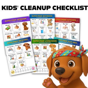 Tableau visuel des tâches ménagères du chiot - Nettoyage des fiches de routine pour les enfants TDAH âgés de 4 à 8 ans | PDF imprimable