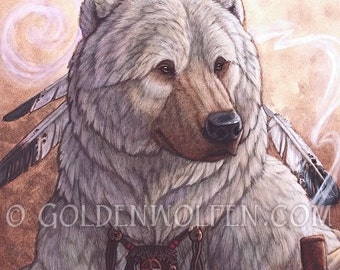 Peace Bear Native Totem Print