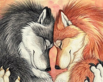 Anthro Wolf Lovers Couple Print