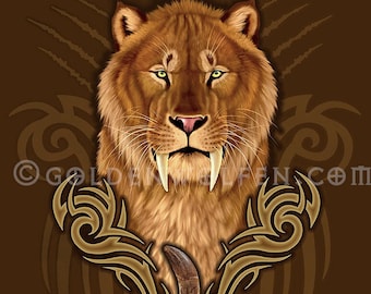 Smilodon Sabertooth Lion Tiger Cat Print