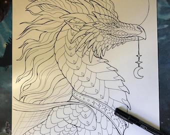 Celestial Dragon Original Ink Drawing