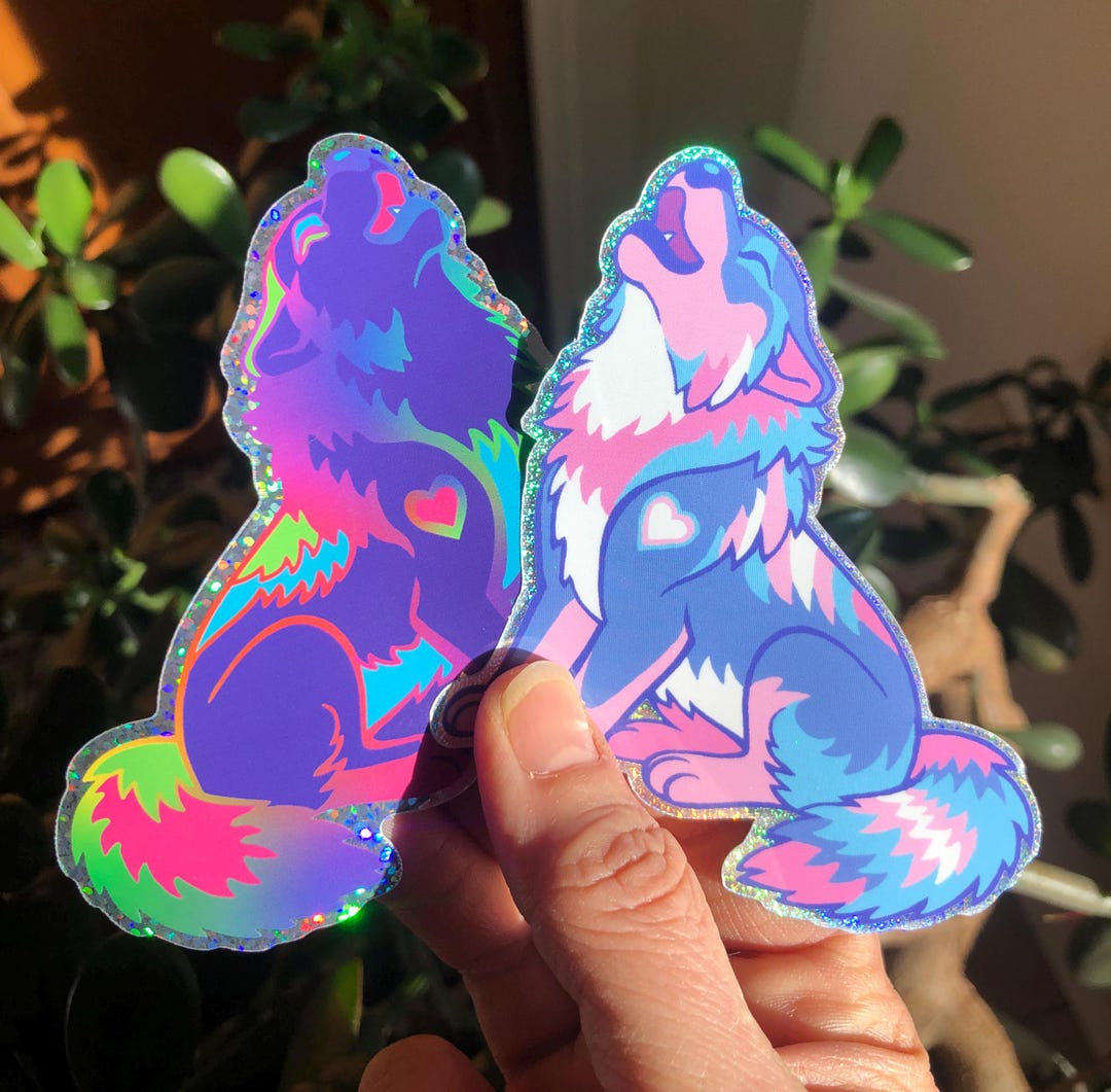 Rainbow Pride Trans Love Wuffie Glitter Stickers - Etsy