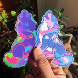 Rainbow Pride Trans Kärlek Wuffie Glitter Klistermärken