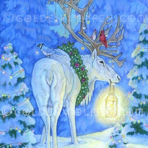Winter Solstice Yule Caribou Reindeer Print