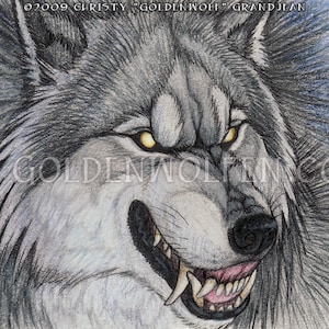 Snarling Silver Werewolf Miniprint