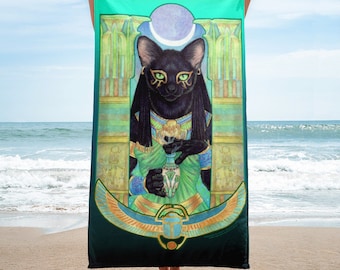 Bast Egyptian Cat Goddess Beach Towel