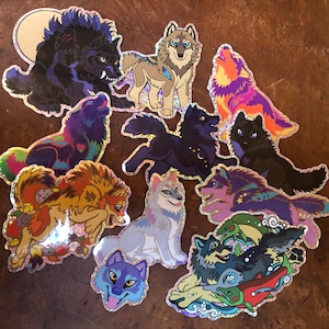 Wuffies Chibi Cute Wolf Wolves Glitter Stickers