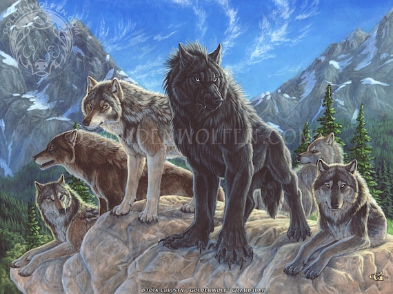 Loup Garou Parmi Une Meute De Loups Imprimer Etsy
