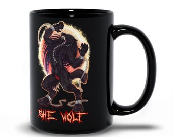 She Wolf Werewolf Black Mug