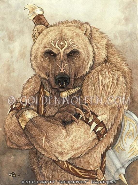 Warrior Bear With Attitude Print - Etsy