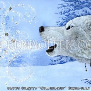Winter Wolf Howling Snow Print