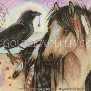 Mystical Horse and Raven Print