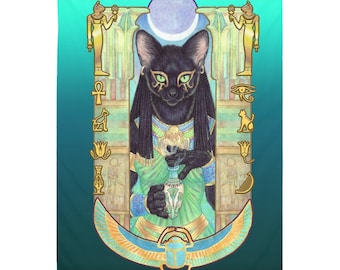 Black Egyptian Cat Goddess Bast Tapestries