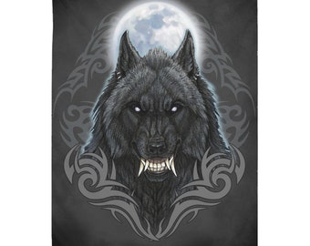 Snarling Werewolf Tribal Moon Tapestries
