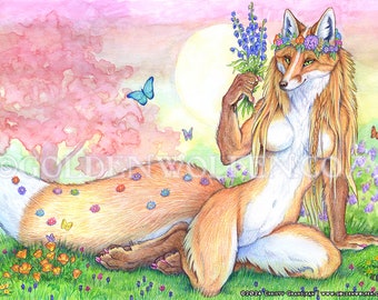 Spring Vixen Anthro Fox Print