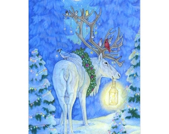 Caribou Reindeer Yule Solstice Christmas Holiday Cards