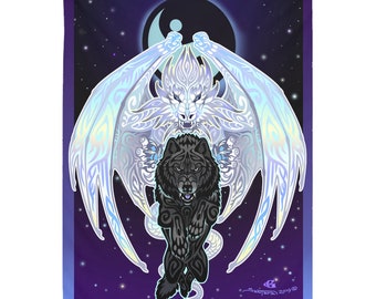 White Dragon Black Wolf Unity Tapestries