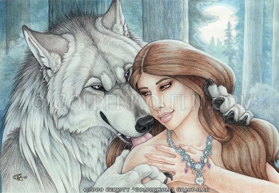 Beautiful Lycan Woman Female Werewolf With Tattoo Art Print