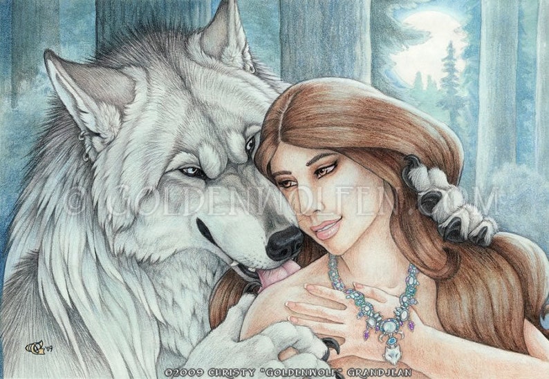 Romantic Werewolf Lover and Woman Print Etsy