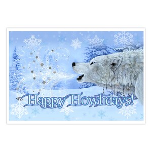 Winter Snow Wolf Holiday Christmas Yule Greeting Card