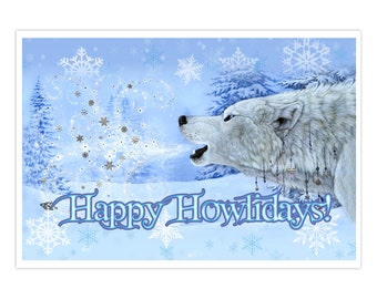 Winter Snow Wolf Holiday Christmas Yule Greeting Card