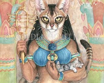 Bastet Egyptian Cat Goddess Print - Etsy