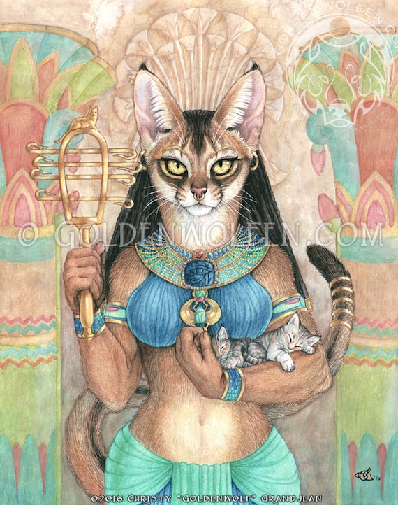 バステトエジプト猫女神プリント - Etsy 日本