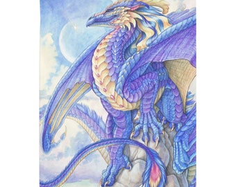 Purple Blue Dragon Tapestry