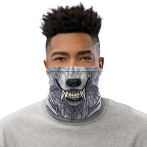 Arctic Werewolf Tribal Moon Neck Gaiter
