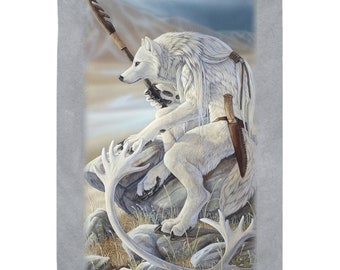 White Wolf Arctic Hunter Tapestry