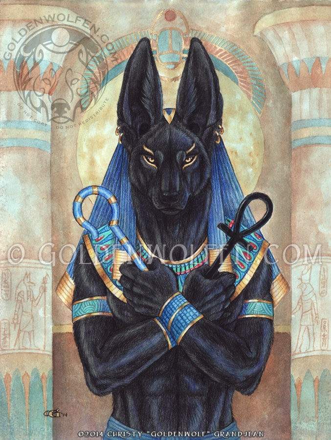 Anubis Egyptian God Print Etsy
