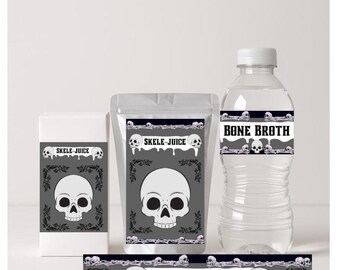 Editable Skull Drink Label Templates: (Canva Digital Download)