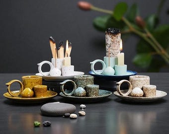 Zestaw ceramicznych kadzielnic – Palo Santo i świecznik