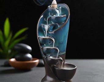 Ceramiczny palnik kadzielniczy z przepływem zwrotnym: wzór wodospadu, wystrój zen