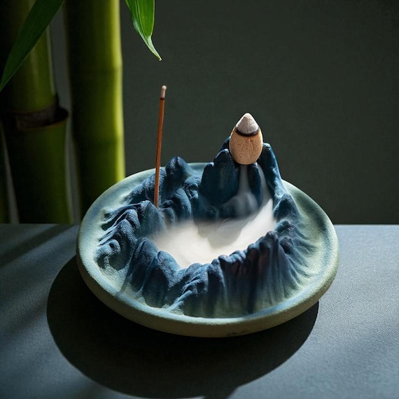 Ceramic Mountain Incense Holder: Zen Meditation Burner for Sticks
