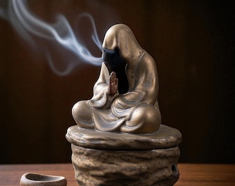 Ceramiczny kadzielnik w kształcie Buddy | Dekoracja pokoju do medytacji zen