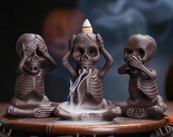 Kadzielnica z gliny szkieletowej z przepływem zwrotnym | Gotycka dekoracja na Halloween