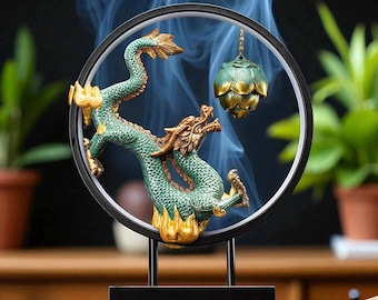 Kadzielnica LED w kształcie smoka | Lampka nocna z metalowej rzeźby fantasy