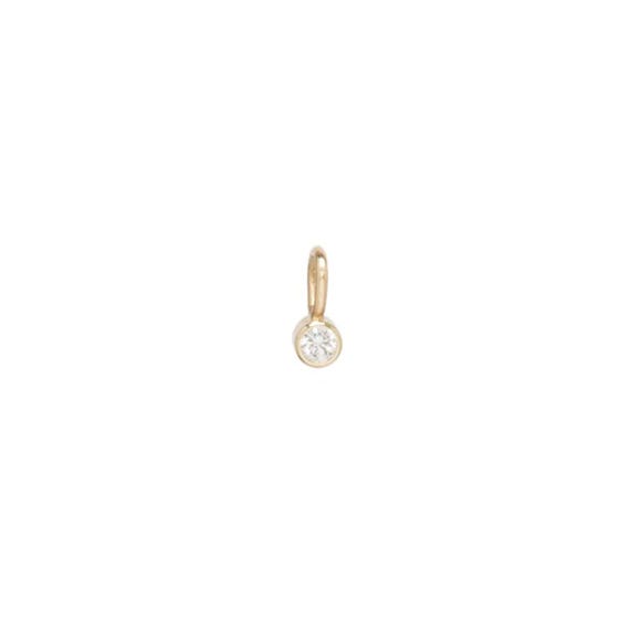 14k Gold Diamond Charm, Tiny Bezel Set Pendant Fine Jewelry Gift