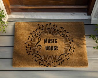 Felpudo con diseño de música, felpudo de bienvenida con notas musicales, regalo estético para músicos, alfombra para la entrada de la sala de piano, decoración creativa para estudios, regalo para amantes de la música