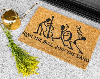 Ring the Bell Join the Band Doormat, Funny Musician Welcome Mat, Music Lover Gift, Creative Entryway Rug, Unique Housewarming Gift
