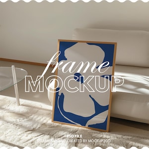 Maqueta de marco simple: proporción DIN A, plantilla PSD para escena de interior minimalista