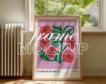 Simple Frame Mockup:DIN A Thin Wood, Natural Light Minimalist Design (PSD Template)