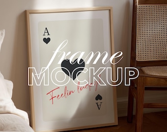 Vertical Frame Mockup: Thin Wood Japandi Style (PSD Photoshop Template)