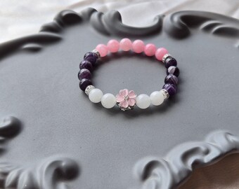 INFP Crystal Bracelet – Gentle, Intuitive, and Reflective Design with Amethyst, Rose Quartz & Clear Quartz