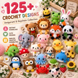 Virkmönster, 125+ nyckelrings-amigurumi-designer, väskberlocker, nyckelringar, handgjorda presenter, omedelbar digital nedladdning