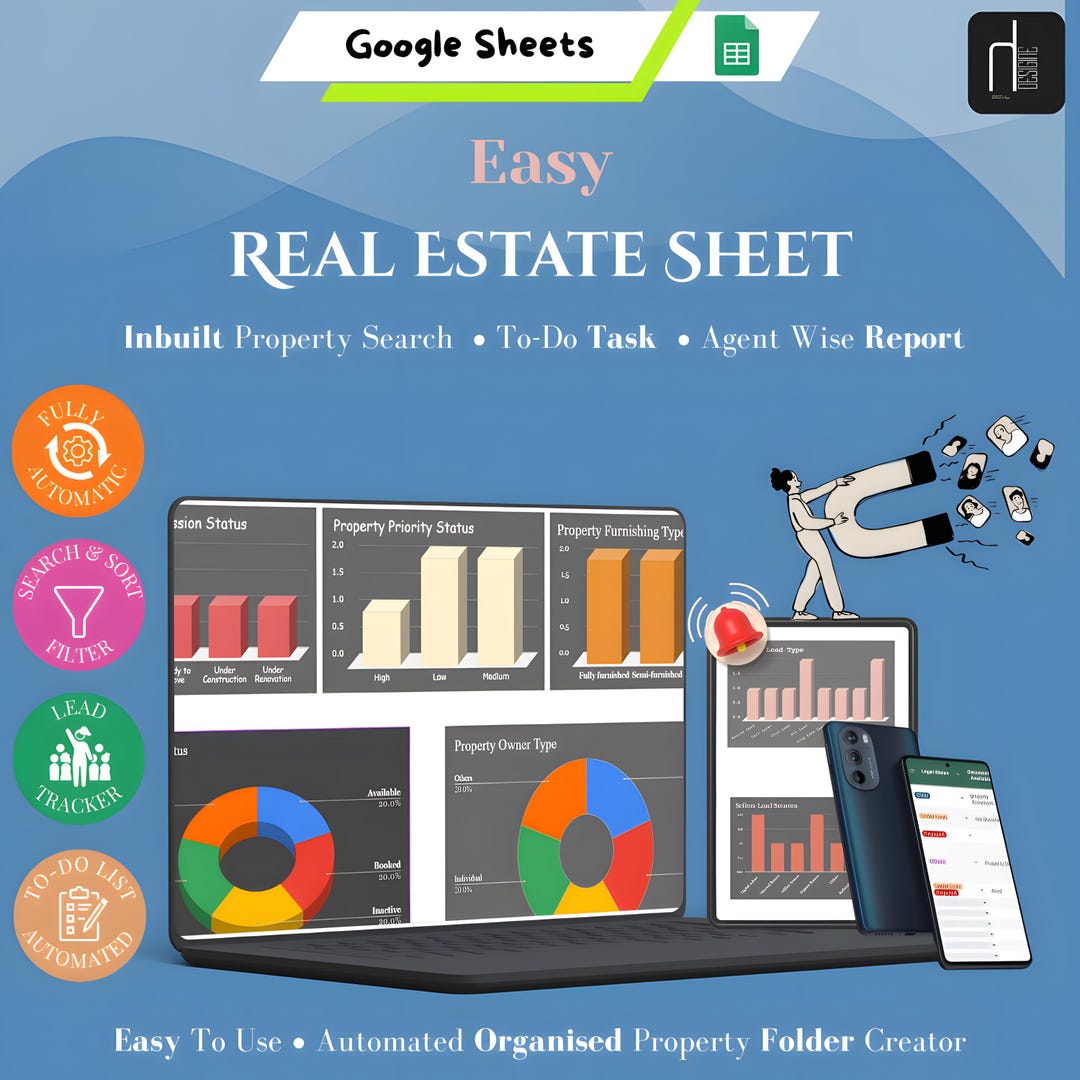 Real Estate Sheet With Lead Tracker, Agent Planner, Task Manager and ...